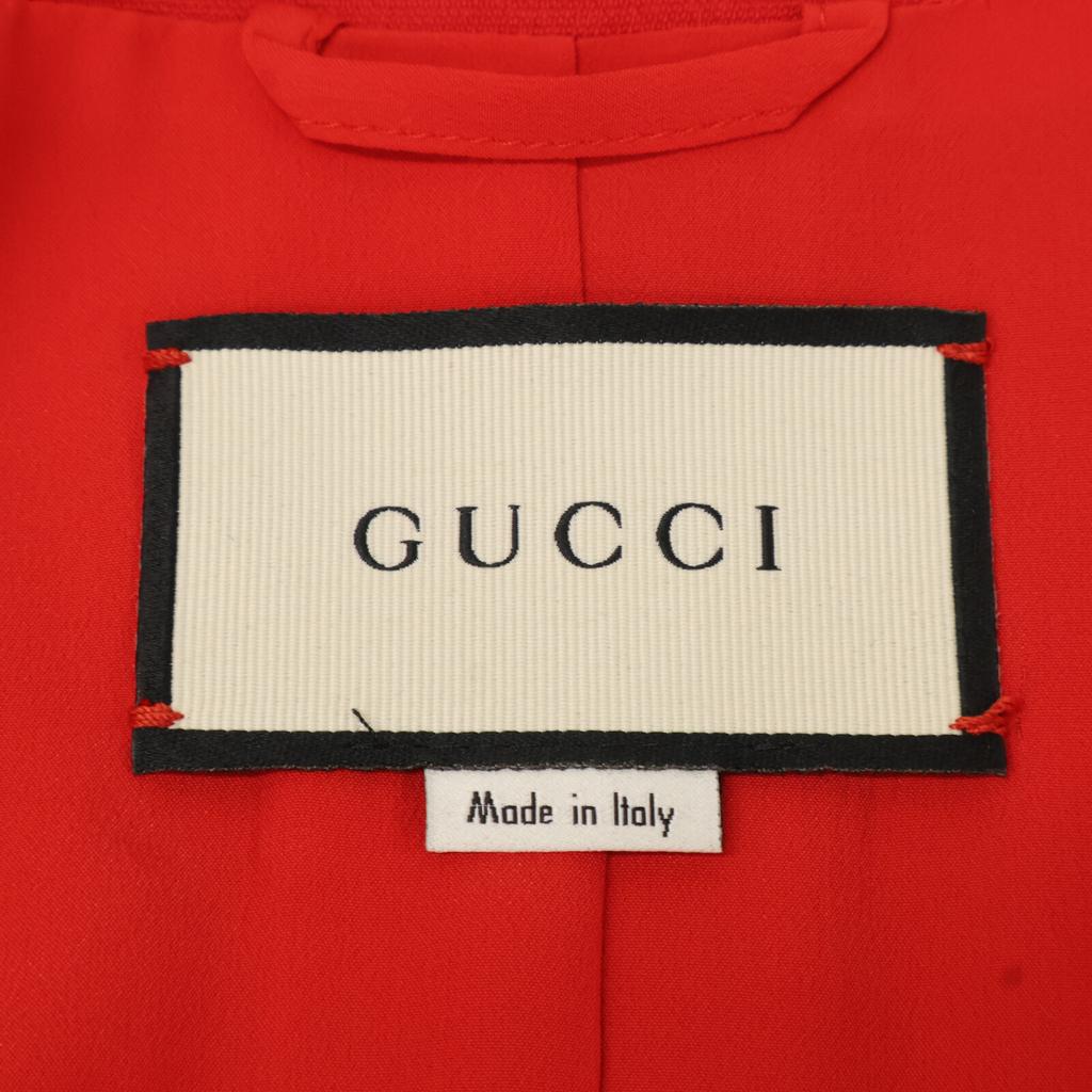 Gucci 482665 17 Years Red Pearl Button Collarless Jacket Jacket 38 Red navyUsed