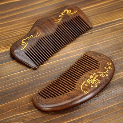 Professional Comb Sandalwood Wide Tooth Hair Combs Scalp Massage Brush Moon Shape Wooden Comb Bath SPA Massage Brush Hair Brush