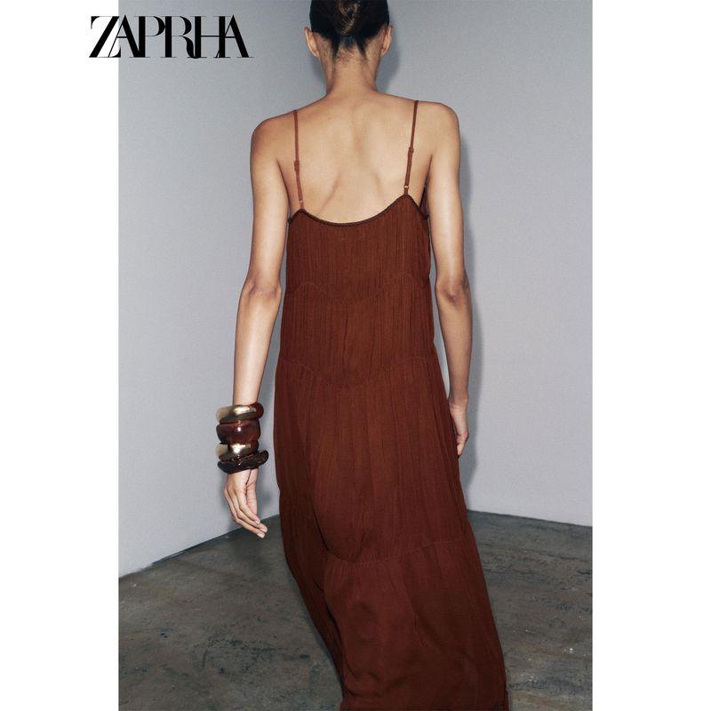 Zaprha 2025 Summer New Retro Embroidery Lace Seaside Vacation Super Nice Dress 6895058