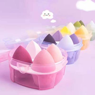 4 Pièces Éponge de Maquillage Poudre Houppette Sèche et Humide Combinée Beauté Cosmétique Boule Houppette Biseautée Outils Éponge de Maquillage Fond de Teint
