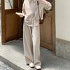 Women Suits Sets Cotton Large Size Vest Shirt Wide-Leg Pants Thickened  Longs Pants Three-piece Oversize 3PC Suit