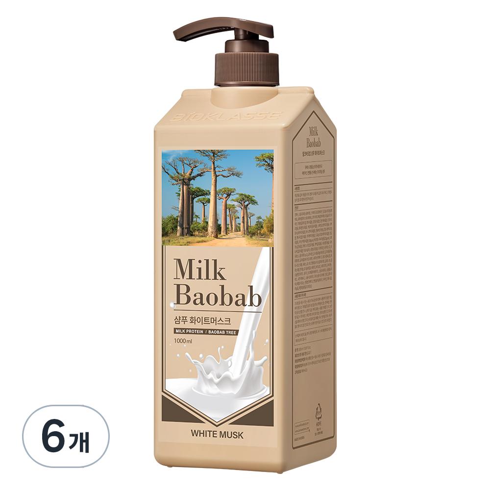 

Milk Baobab Шампунь великої ємності з молочним протеїном, аромат білого мускусу, 1 л, 6 шт.