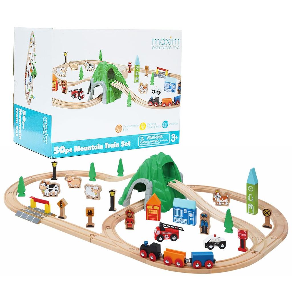 Wooden Rail Tunnel Assorted 50 Maxim Train Educational Course Layout Included Set, Pieces, Toy, Toy,