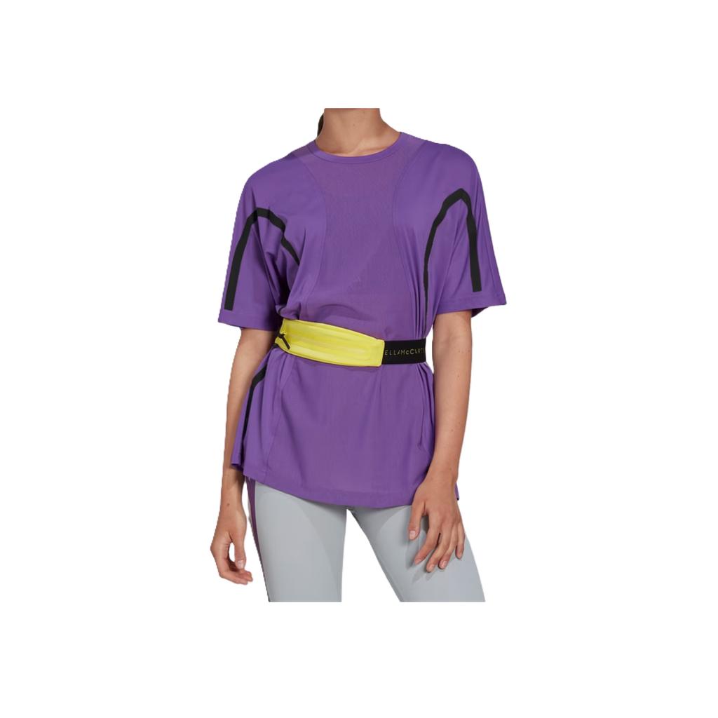adidas Stella McCartney Color Block Loose Fit Round Neck Short Sleeve T-Shirt Women Tops Bright-Purple White HH7220