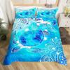 Ocean Theme Sea Turtle Reptile Tortoise Duvet Cover Microfiber Starry Sky Galaxy Bedding Set Single Queen Size Comforter Cover