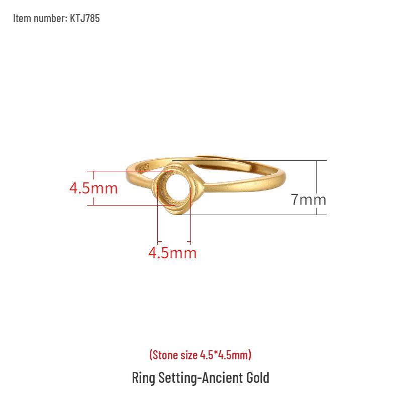

Korean Style Adjustable S925 Sterling Silver Ring Setting for Women with Amber or Turquoise Adjustable