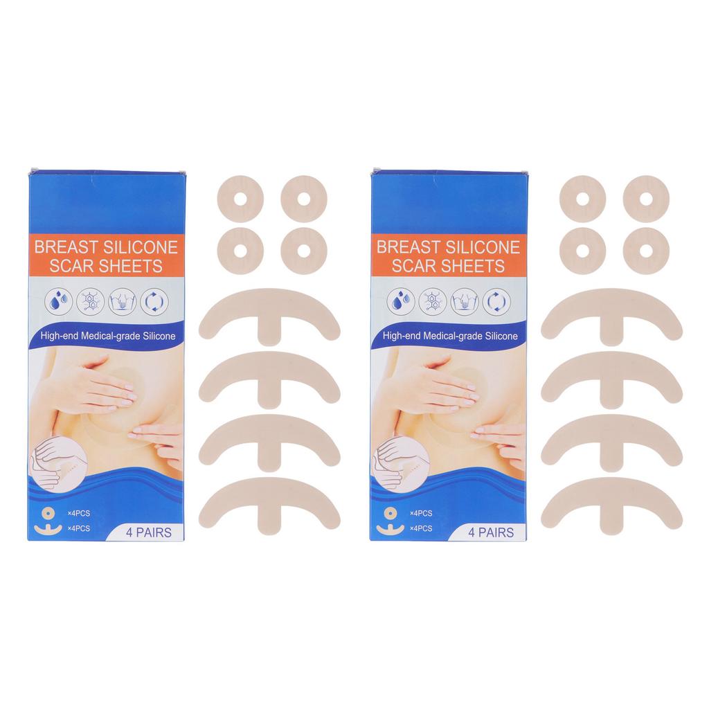 8PCS Chest Scar Patch 8PCS Nipple Patch Silicone Skin Scars Reduction Removal Tape for Bust After