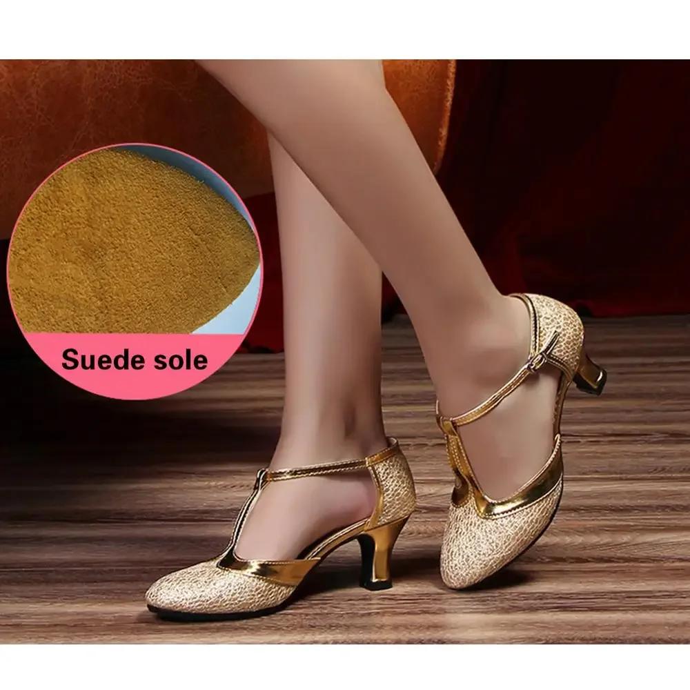 Damskie Buty Taneczne Damskie Buty do Tańca Towarzyskiego Dziewczęce Buty Łacińskie Dziecięce Niskie Obcasy 3.5/5.5/ 6.5cm Halowe Taniec Nowoczesny