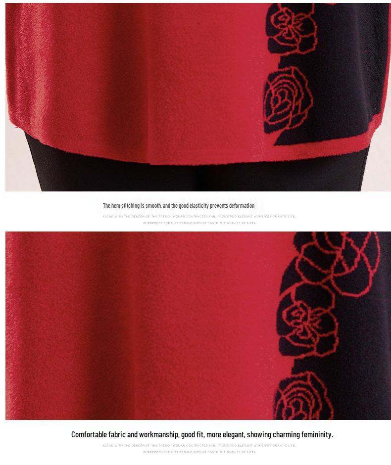 Plus Size Round Neck Wool Pullover for Overweight Middle-Aged and Elderly Women - Extra Wide Base Layer Knitwear for Autumn/Winter