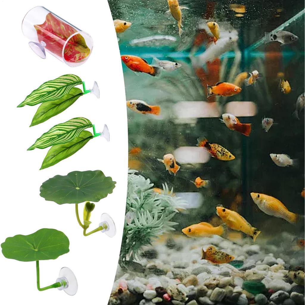 Betta Fish Leaf Hammock Sleeping Bed for Fish Tank Aquarium Spawning Grounds Set of 5 Natural Guppy Breeding Bed for Decoration