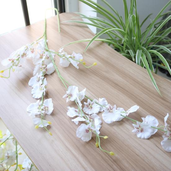 Faux Silk Oncidium Orchid Realistic Fake Dancing-Doll Orchids with Bendable Stems Maintenance-Free Artificial Flowers for Vase Home Party Wedding