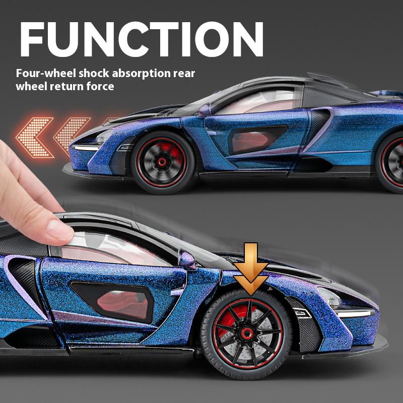 1/24 Scale Mclaren Senna Super Sports Mini GT Alloy Diecast Model Vehicle Simulation Sound & Light Birthday Gifts Box for Boyfriend