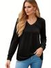 Casual Pleated V Neck Long Sleeve Blouses for Women Spring Summer