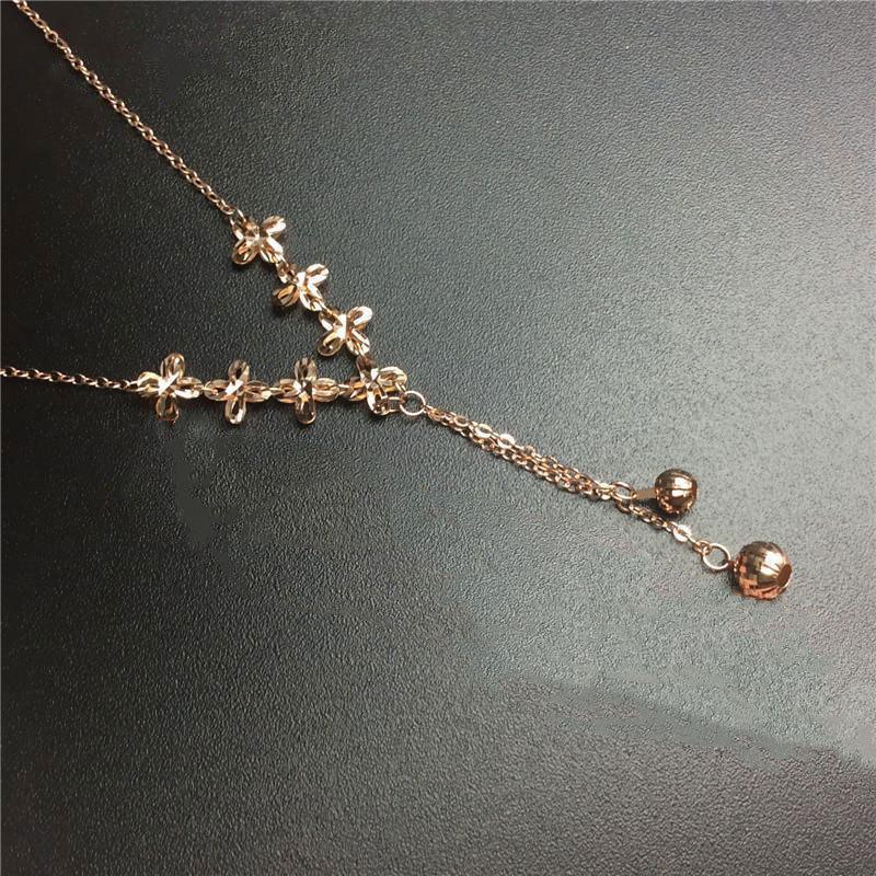 Purple Gold Color Gold Flower Falling Ball Necklace Fashion Trend Beautiful Rose Gold Plated Women