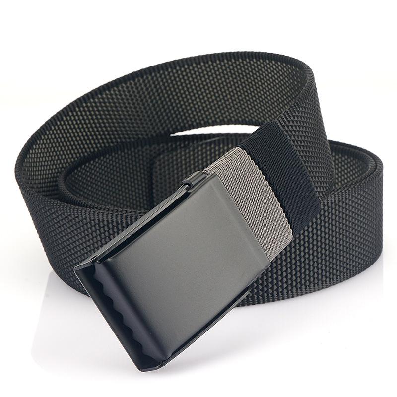 Unisex Double-Sided Nylon & Canvas Belt with Metal Buckle