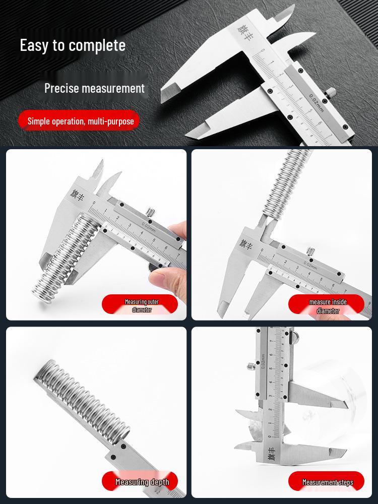 High-Precision Mini Vernier Caliper - Stainless Steel, 0-150/200/300/500/600/1000mm