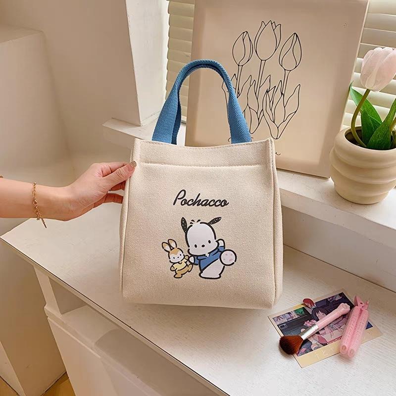 2025 New Cute Canvas Small Cloth Bag Office Worker Women Handbag Go Out Handbag Lunch Box Bag Cosmetic Bag