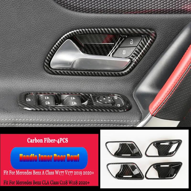 Hot Interior Mouldings For Mercedes Benz A CLA Class W177 V177 C118 W118 AMG A35/45 CLA35 CLA45 2019 2020 Car Door Armrest Handl