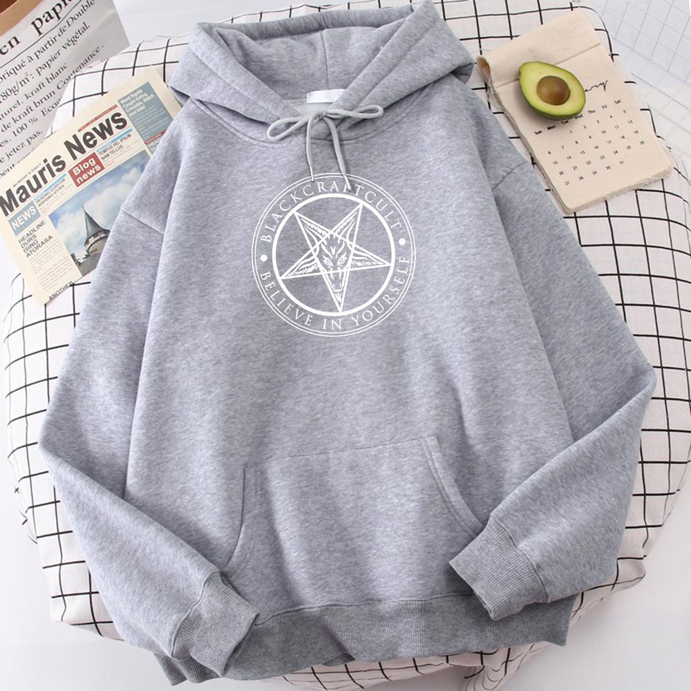 Pentagram Gothic Occult Satan Printed Sweatshirts Man Simple Casual Hoodies Street Loose Hoodie New Fleece Autumn Sportswears