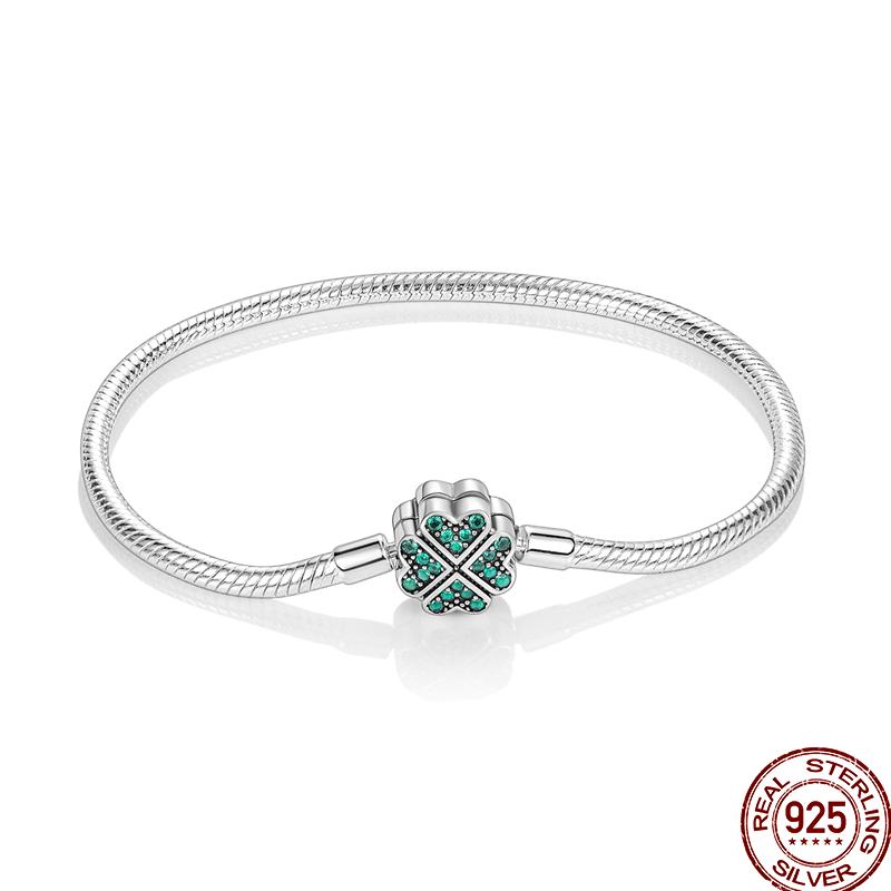100% Silver Bracelet Fit Original Design Beads Charms DIY Jewelry Making Dazzling CZ Chain Bracelet For Women