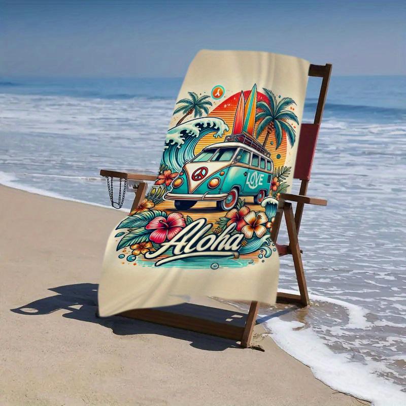 Aloha Surf Bus Oversized Microfiber Beach Mat and Bath Towel-Super Absorbent Quick Drying, Vibrant Design Bath Towel