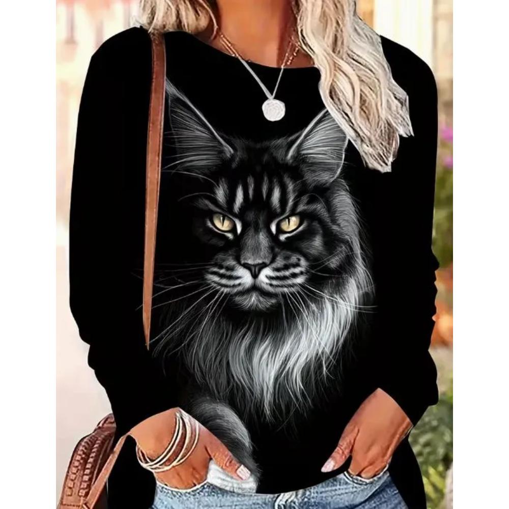 Fashion Versatile Long Sleeve Top Women s Print Casual Pullovers Long Sleeves Women’s S