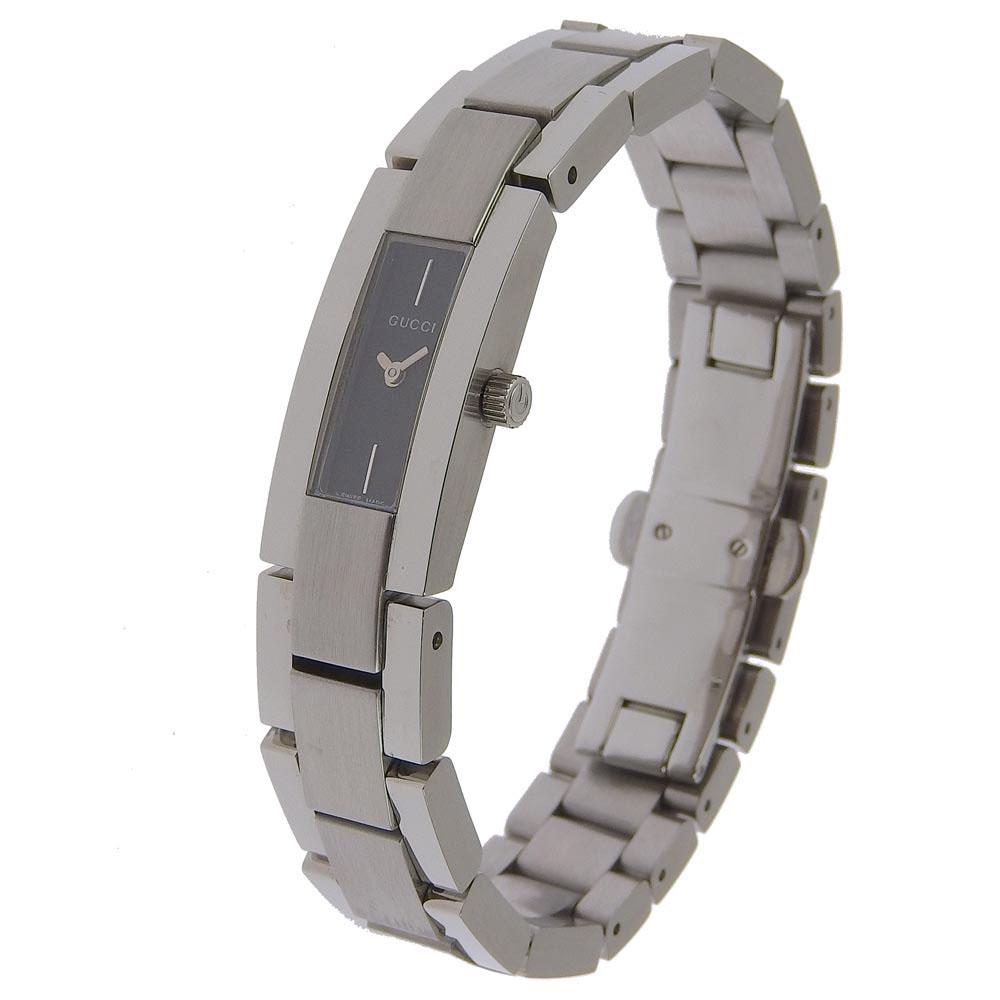 Gucci Watches 4600L Silver blackDial Stainless Steel Quartz Analog Display Women Used