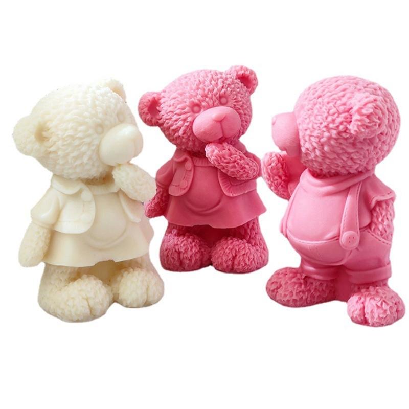 3D Standing Bear Shape Candle Silicone Mold for DIY Hand-made Candle Ornaments Mould Handicrafts Making Tool Baking Mold