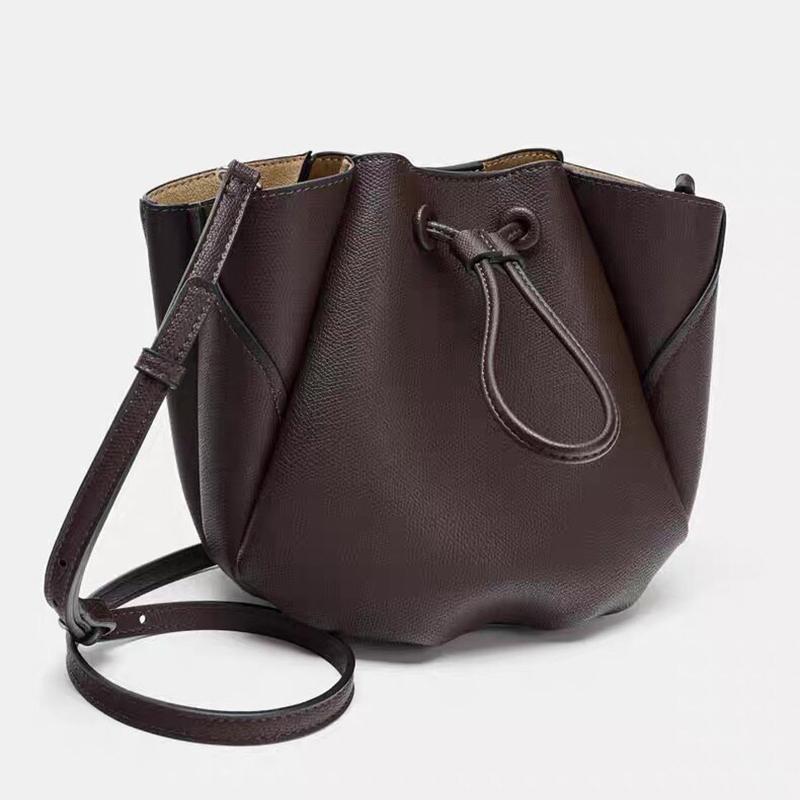 Brand Drawstring Bucket Bag Solid Color Simple Casual Crossbody Bag New Commuter Handbag With Inner Bag Women's Shoulder Bag