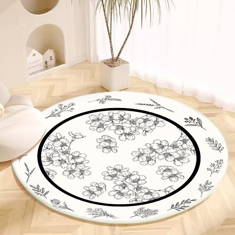 Luxuriöser runder Teppich aus Kunstkaschmir - Schmutzabweisend, rutschfeste Matte für Wohnzimmer oder Schlafzimmer