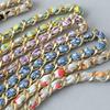 New Fashion Brand Woman Handbag Accessory Chains Detachable Floral Print Gold Silver Metal Silk Shoulder Strap Women DIY Chain Bag Handles