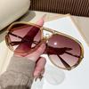 Fashion Sunglasses: Unisex Double Bridge Large Frame Pilot Style with Curved Temples