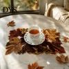Retro Warm Color Table Mats Maple Leaf Embroidered Placemat, Autumn Coaster Place Mat, Thanksgiving Placemats Mat for Fall Farmhouse Home Dining