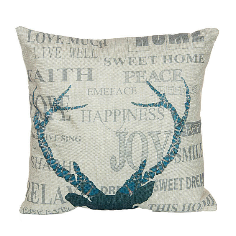 Elk Christmas Deer Cartoon Cartoon Cotton Linen Pillow Car Home Sofa Cushion Creative