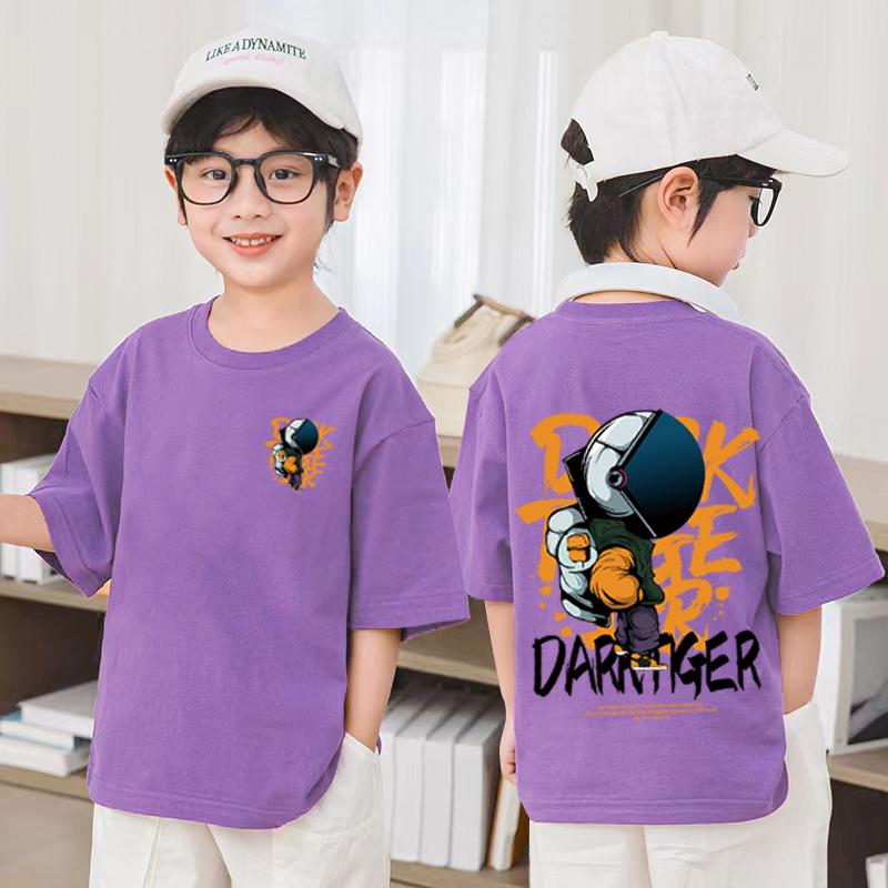 Summer children's clothing astronaut cartoon printed T-shirt street top children's boy and girl clothes short sleeved T-shirt