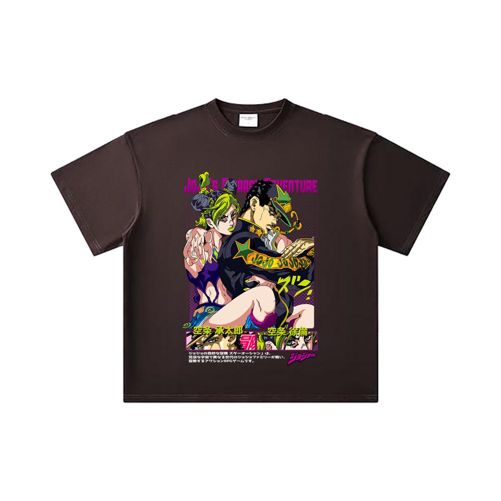 260 GSM Double Yarn 32 Count 100% Cotton Jojo_s Bizzare V1 Jotaro Jolyne Print Unisex Heavy Cotton T Shirt