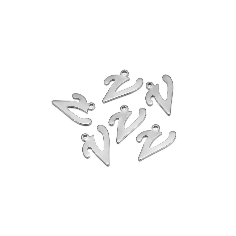 50pcs Stainless Steel Cursive Font 26 Letter Pendant Alphabet Charms Necklace Pendant DIY Jewelry Bracelet Making Earrings Craft