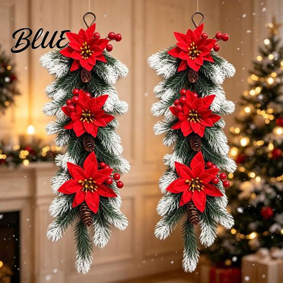 Winter Seasonal Wall Mantel Ornament Artificial Door Christmas Vine Hanging European Wreath Garland with Plastic