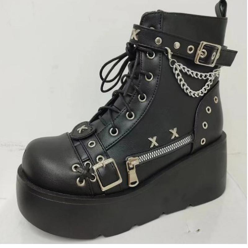 Gotisk Stil Plattform Vampyr Cosplay Dame Midt på Leggen Støvletter Vinter Kiler Komfortable Dame Motorsykkel Støvletter Sko