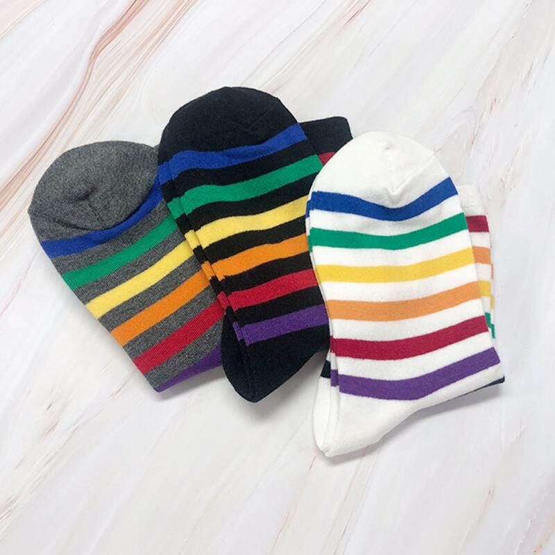 12 Women's Rainbow Mid-Calf Socks 8-Pair Set Cotton Socks