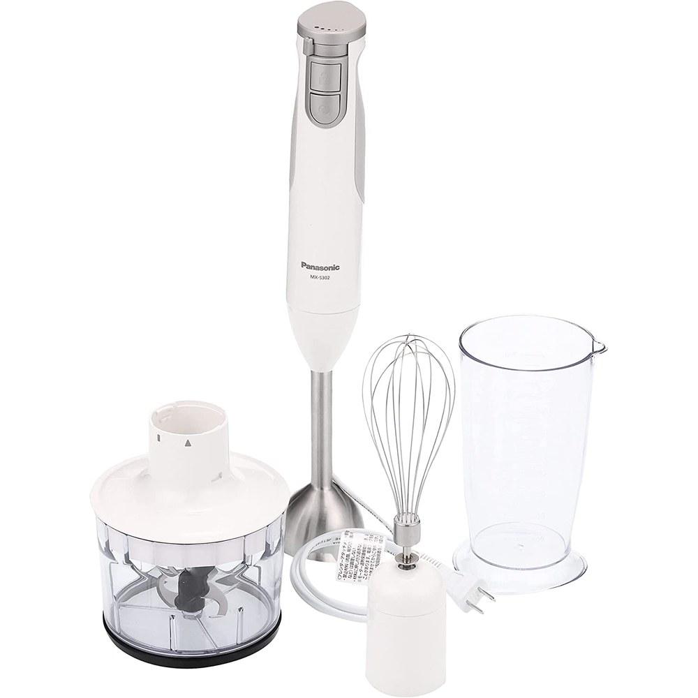 Panasonic Hand Blender MX-S302-W 4-in-1 Mixing Mashing Chopping Whisking Baby Food Preparation Variable Speed Child Safety Lock Recipe Book Included