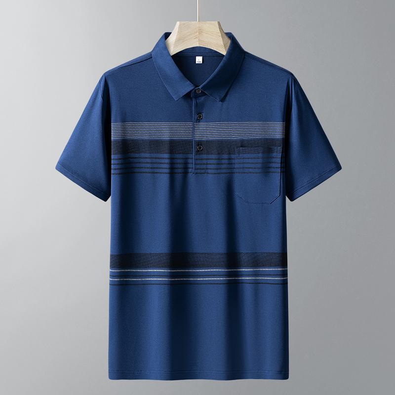 Sommer Uni-Farbe Herren Kurzarm-T-Shirt Dünnes Business-Poloshirt mit Kragen