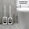 360 Degree Toilet Cleaning Brush Set with Antimildew Storage Stand Curved Design Detachable Handle Bathroom Scrubber