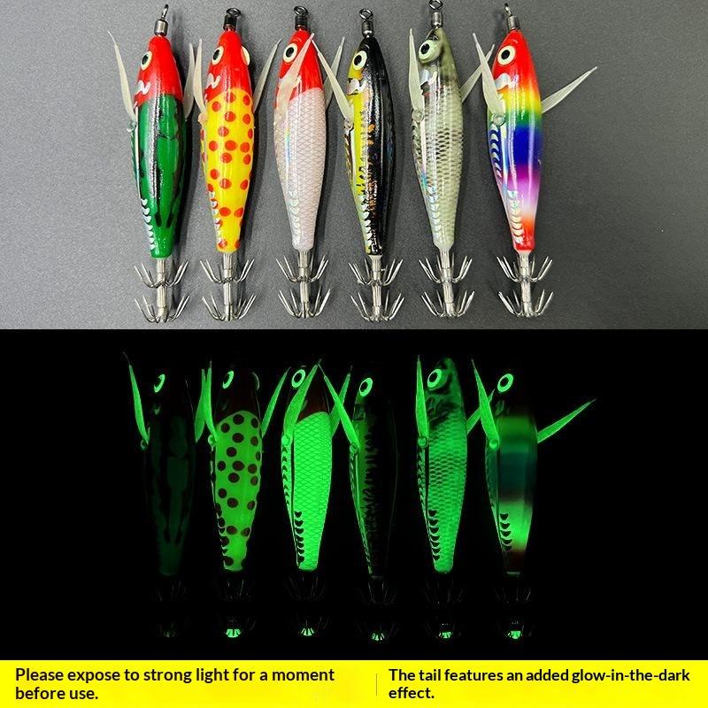 10Pcs Squid Jig Set 8Cm Luminous Uv Shrimp Lure Horizontal Fishing Bait For Cuttlefish Octopus Sea Tackle