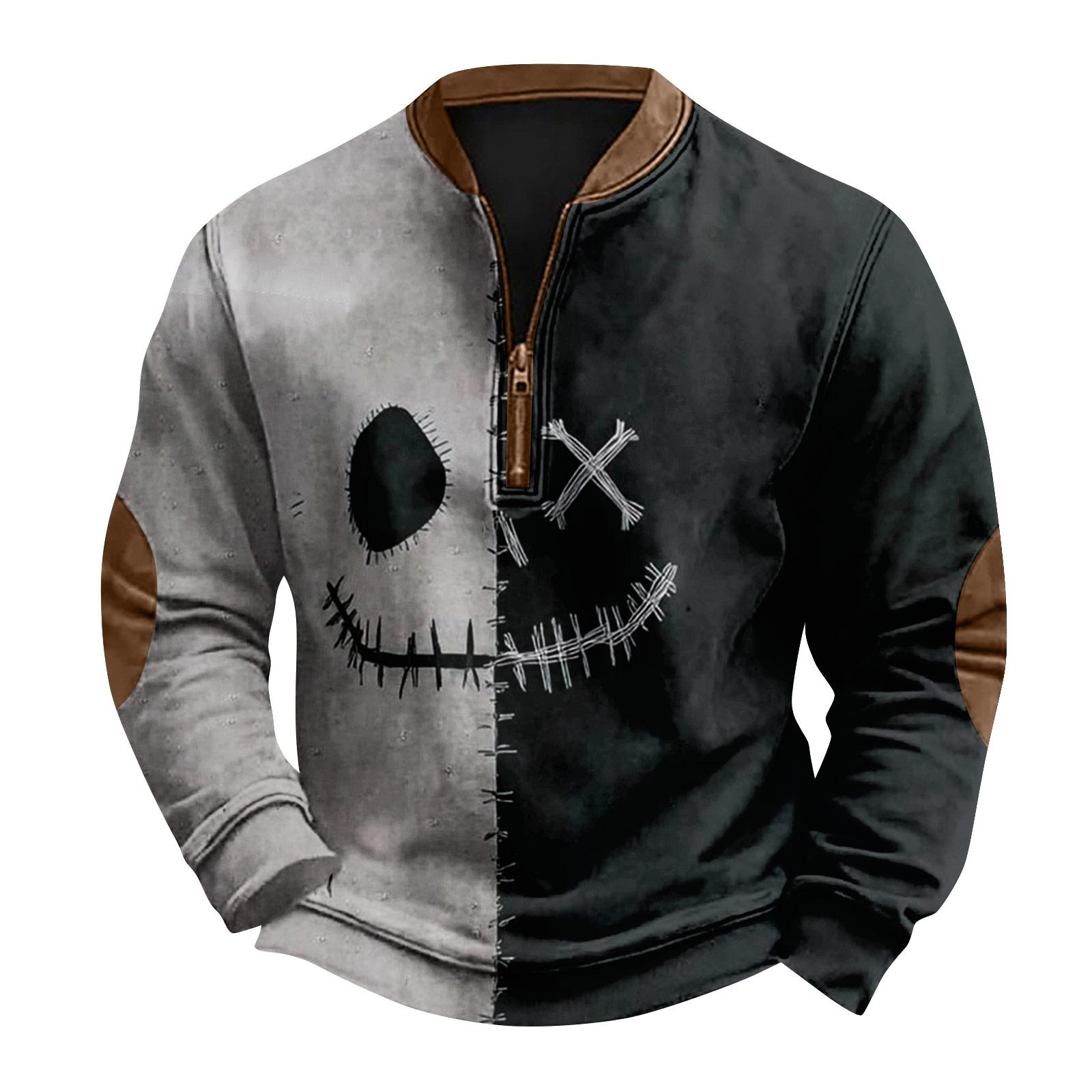 

Мужская повседневная модная рождественская принтованная толстовка без капюшона, широкая мужская свободная толстовка с капюшоном и воротником-стойкой XL