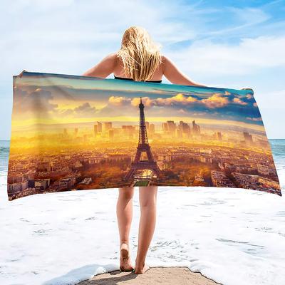 Eiffel Tower Series Seaside Vacation Beach Towel Swimming Bath Towel Sports Towel