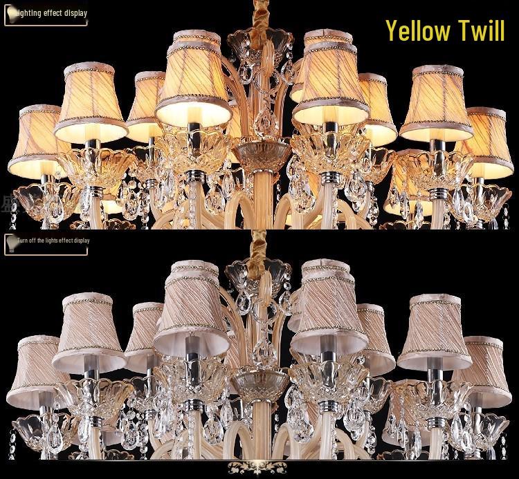 European Crystal Chandelier Fabric Lampshade, Clip-On, E27 Large Base, E14 Candle Bulb, Wall Light Shell Shade