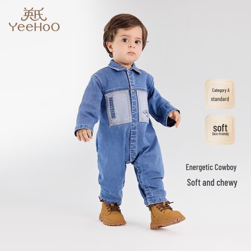 Джинсовый комбинезон с длинным рукавом для мальчика YEEHOO 80CM