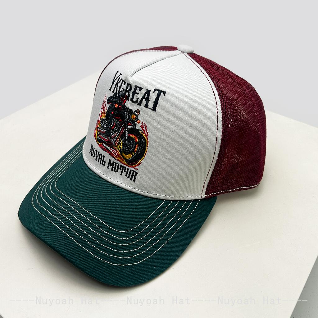 And Women Hip-Hop Embroidered Motorcycle Driver Letter Prints Baseball Caps Color Contrast Sun Protection Personalized Trucker Caps All-Match Ins