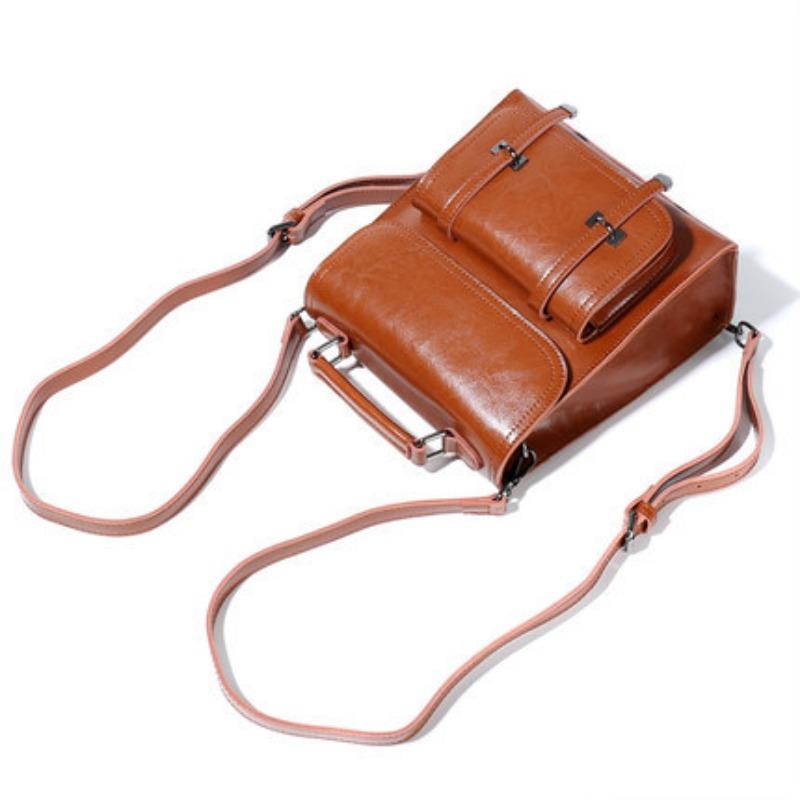 Women's Bag Fashion Spring/Summer College Students Genuine Leather Backpack Shoulder Crossbody Bag